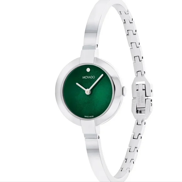 ? New! Movado Ela Bangle Watch, 25mm Movado Ela Bangle 0607727 Blue Dial Silver Stainless Steel  main image 2